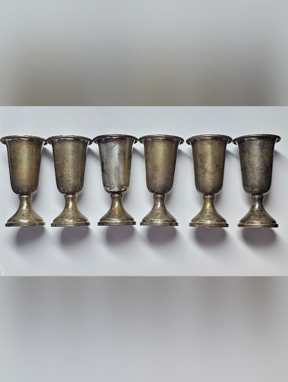 Set Of Six MCM, WEB Sterling Silver .925, Cordial, Shot Glasses Set
